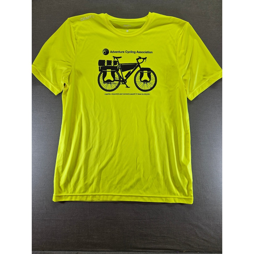 Craft Adventure Cycling Association Neon Yellow Performance Graphic T-Shirt M